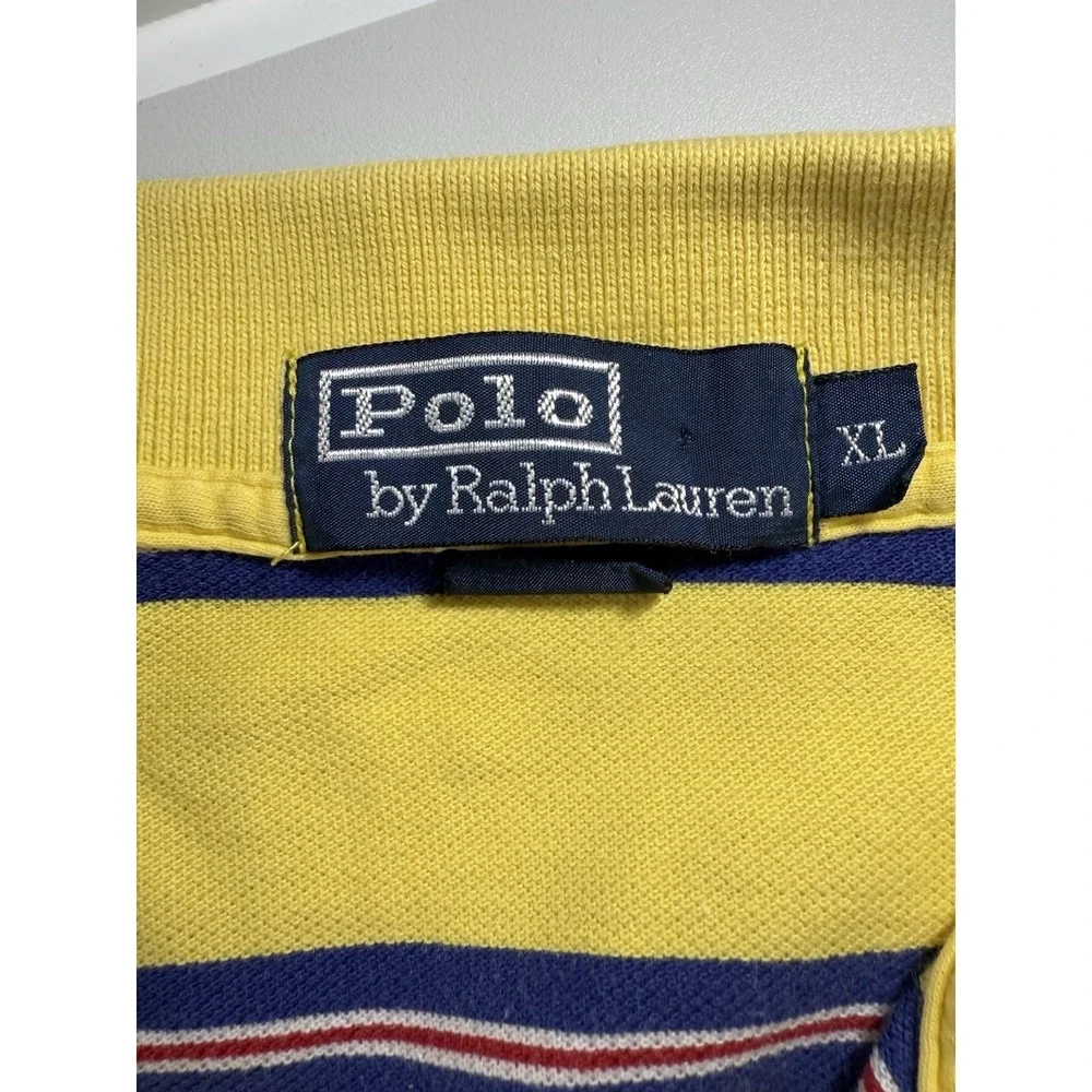 Polo‎ Ralph Lauren Yellow Striped Short Sleeve Polo Shirt Mens XLarge